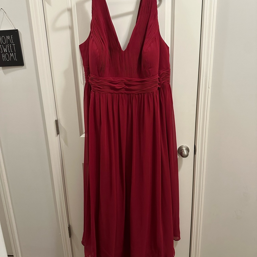 Azazie Burgundy Backless Dress